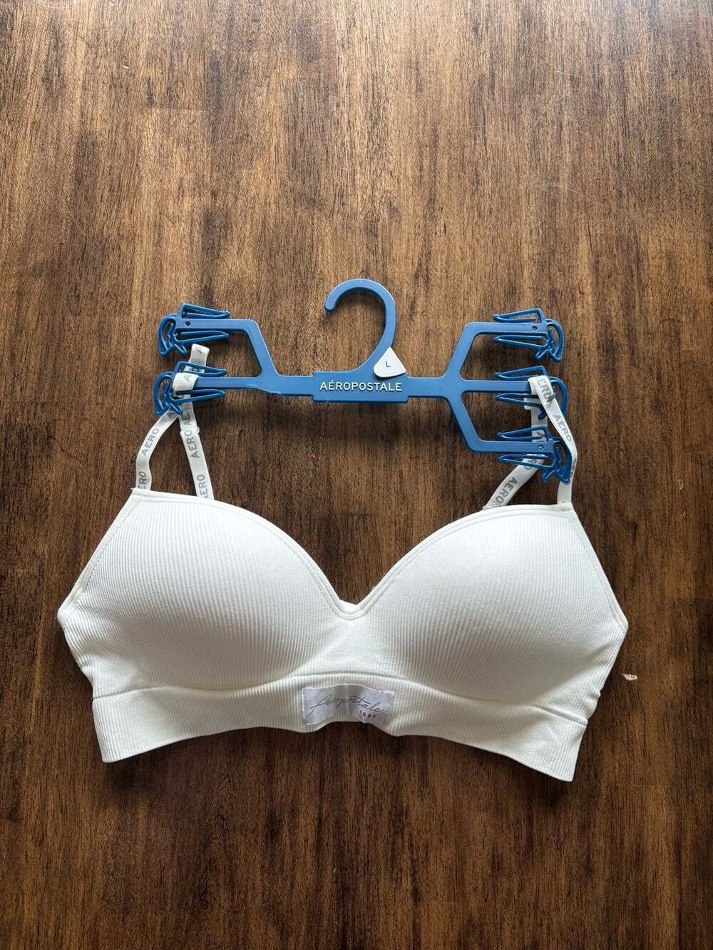 Aeropostale Ribbed Wirefree Bra Size L White